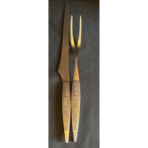 VINTAGE ARTHUR SALM STAINLESS STEEL CARVING KNIFE AND FORK SET MADE IN JAPAN
